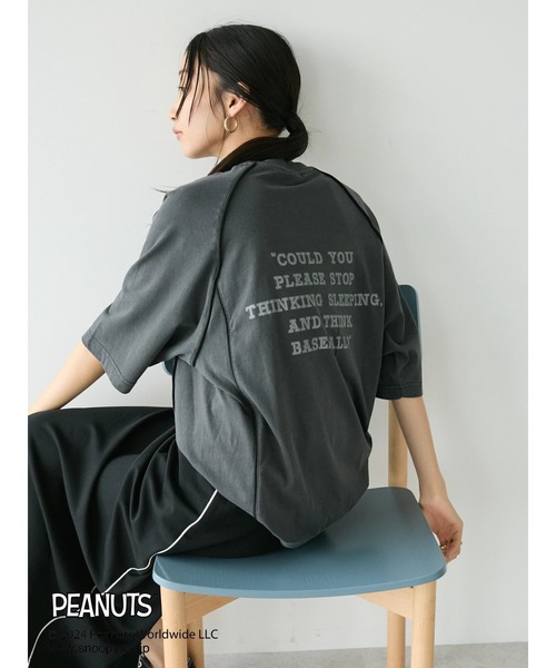 PEANUTS(ピーナッツ)の「【ユニセックス】PEANUTS/スヌーピー 切り替えTシャツ(Tシャツ/カットソー・レディース・グリーン/チャコールグレー/ライトグレー/ブルー・XL/L/M)」の7枚目の写真