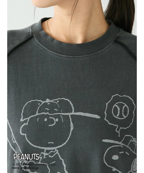 PEANUTS(ピーナッツ)の「【ユニセックス】PEANUTS/スヌーピー 切り替えTシャツ(Tシャツ/カットソー・レディース・グリーン/チャコールグレー/ライトグレー/ブルー・XL/L/M)」の8枚目の写真