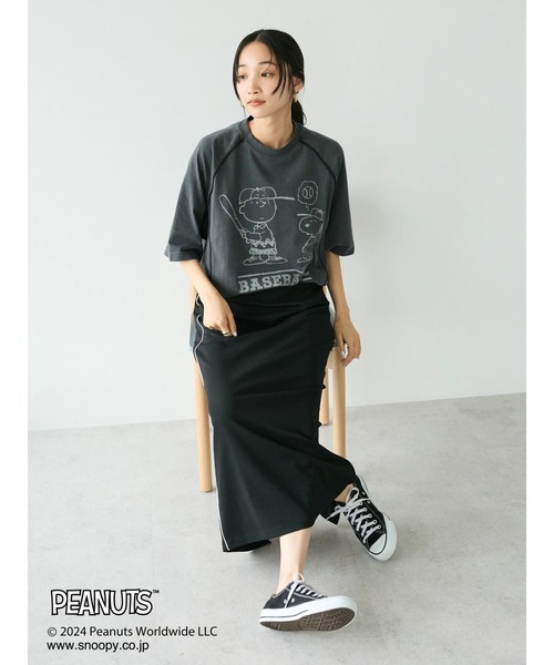 PEANUTS(ピーナッツ)の「【ユニセックス】PEANUTS/スヌーピー 切り替えTシャツ(Tシャツ/カットソー・レディース・グリーン/チャコールグレー/ライトグレー/ブルー・XL/L/M)」の12枚目の写真