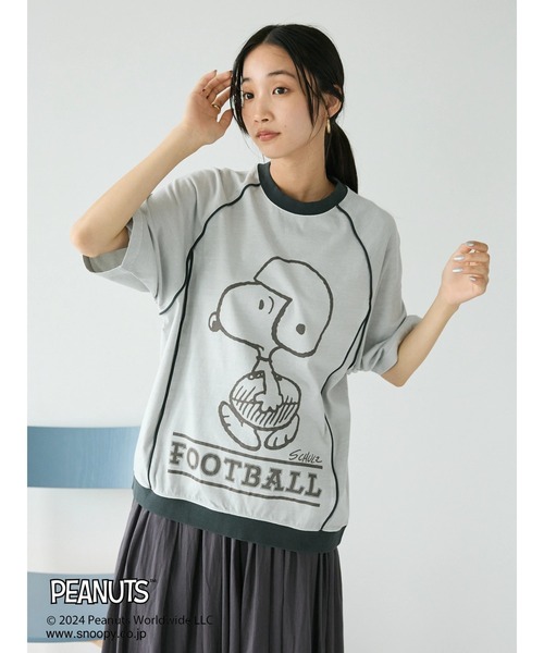 PEANUTS(ピーナッツ)の「【ユニセックス】PEANUTS/スヌーピー 切り替えTシャツ(Tシャツ/カットソー・レディース・グリーン/チャコールグレー/ライトグレー/ブルー・XL/L/M)」の16枚目の写真