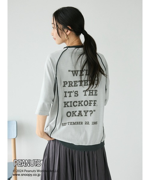 PEANUTS(ピーナッツ)の「【ユニセックス】PEANUTS/スヌーピー 切り替えTシャツ(Tシャツ/カットソー・レディース・グリーン/チャコールグレー/ライトグレー/ブルー・XL/L/M)」の18枚目の写真