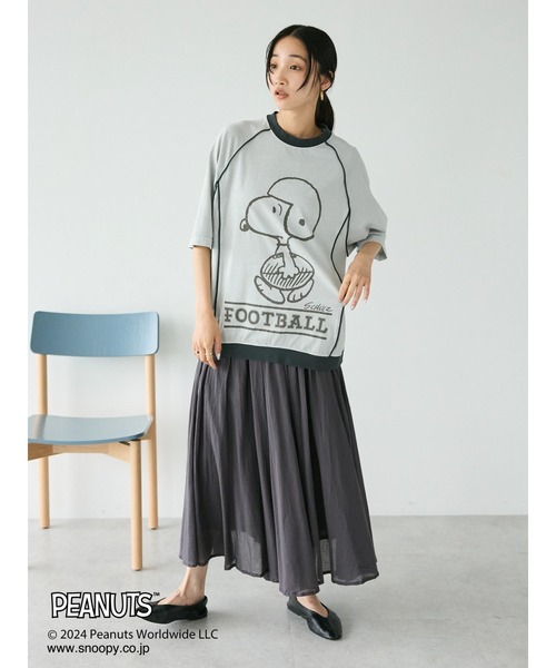 PEANUTS(ピーナッツ)の「【ユニセックス】PEANUTS/スヌーピー 切り替えTシャツ(Tシャツ/カットソー・レディース・グリーン/チャコールグレー/ライトグレー/ブルー・XL/L/M)」の19枚目の写真