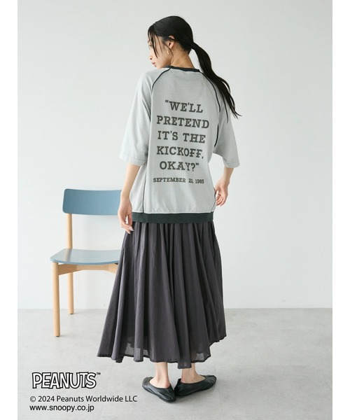 PEANUTS(ピーナッツ)の「【ユニセックス】PEANUTS/スヌーピー 切り替えTシャツ(Tシャツ/カットソー・レディース・グリーン/チャコールグレー/ライトグレー/ブルー・XL/L/M)」の22枚目の写真