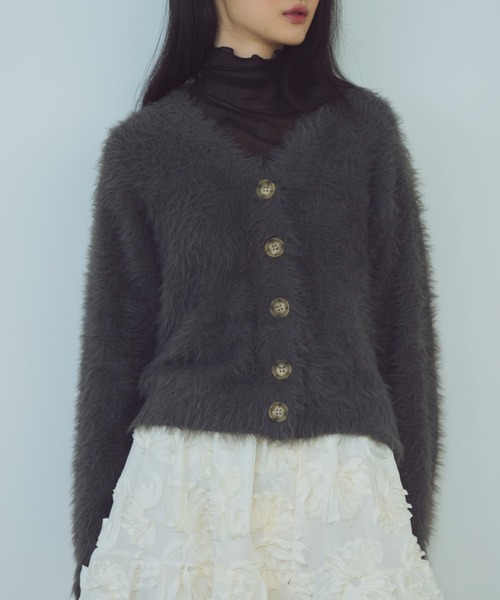 paravion（パラビオン）の「シャギーニットカーディガン（カーディガン/ボレロ・レディース・アイボリー/グレー・FREE）」の3枚目の写真