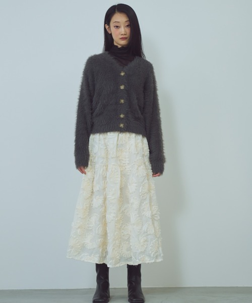 paravion（パラビオン）の「シャギーニットカーディガン（カーディガン/ボレロ・レディース・アイボリー/グレー・FREE）」の4枚目の写真