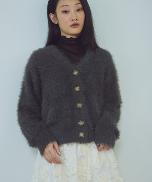 paravion（パラビオン）の「シャギーニットカーディガン（カーディガン/ボレロ・レディース・アイボリー/グレー・FREE）」の9枚目の写真