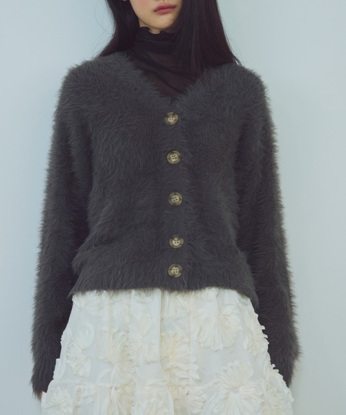 paravion（パラビオン）の「シャギーニットカーディガン（カーディガン/ボレロ・レディース・アイボリー/グレー・FREE）」の10枚目の写真