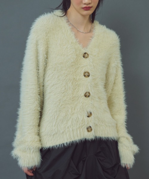 paravion（パラビオン）の「シャギーニットカーディガン（カーディガン/ボレロ・レディース・アイボリー/グレー・FREE）」の13枚目の写真