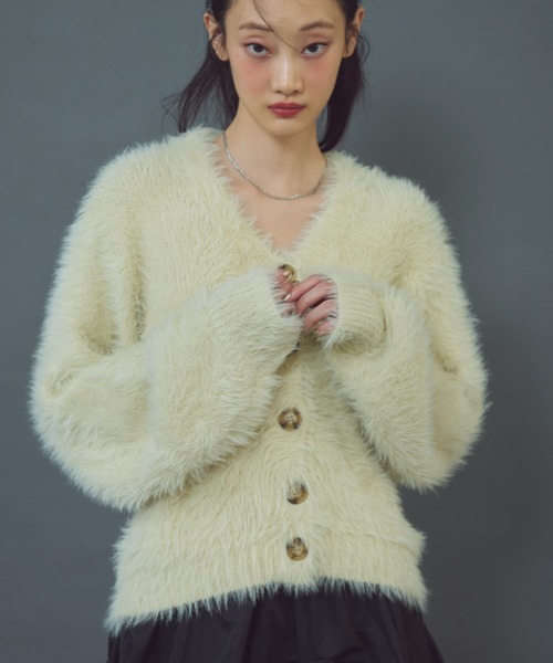 paravion（パラビオン）の「シャギーニットカーディガン（カーディガン/ボレロ・レディース・アイボリー/グレー・FREE）」の19枚目の写真