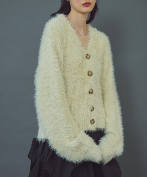 paravion（パラビオン）の「シャギーニットカーディガン（カーディガン/ボレロ・レディース・アイボリー/グレー・FREE）」の20枚目の写真