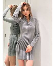 GYDA | ハーフZIPリブニットワンピース(ワンピース)