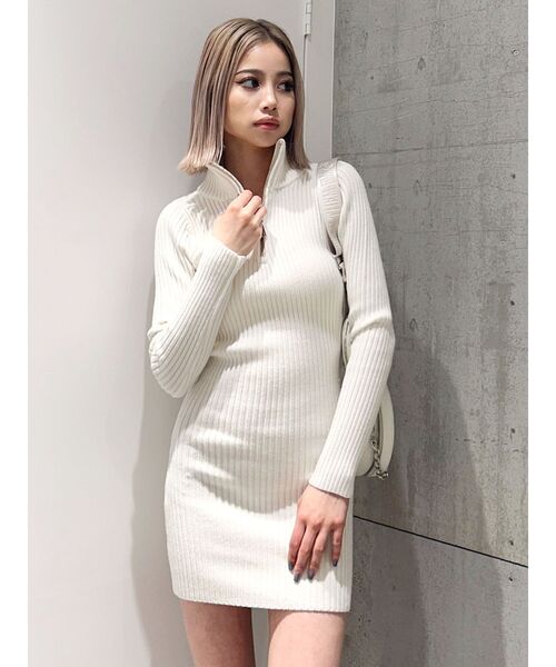 GYDA（ジェイダ）の「ハーフZIPリブニットワンピース（ワンピース・レディース・その他1/ブラック/オフホワイト・FREE）」の20枚目の写真