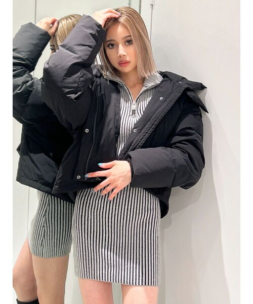 GYDA（ジェイダ）の「ハーフZIPリブニットワンピース（ワンピース・レディース・その他1/ブラック/オフホワイト・FREE）」の8枚目の写真