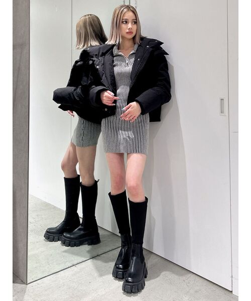 GYDA（ジェイダ）の「ハーフZIPリブニットワンピース（ワンピース・レディース・その他1/ブラック/オフホワイト・FREE）」の10枚目の写真