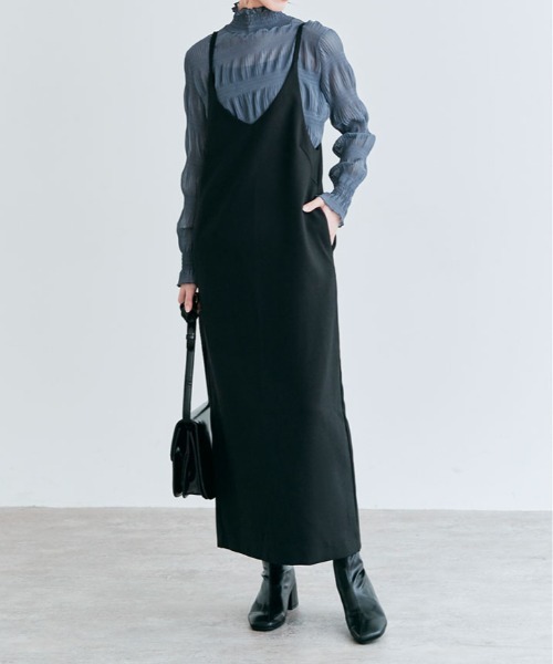 kirakiraShop(キラキラショップ)の「ショルダー キャミ ワンピース(ワンピース・レディース・ブラック/チャコール/ベージュ/ネイビー・M/L)」の10枚目の写真
