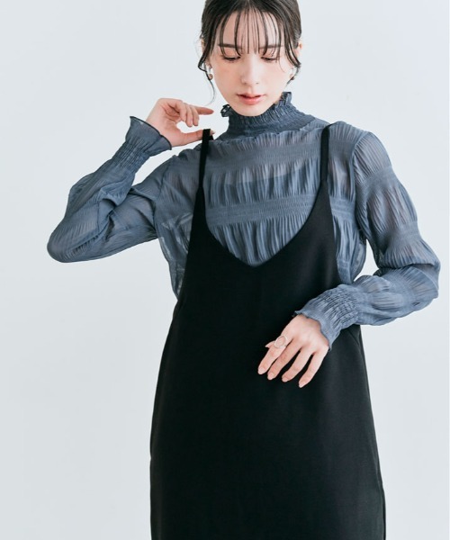 kirakiraShop(キラキラショップ)の「ショルダー キャミ ワンピース(ワンピース・レディース・ブラック/チャコール/ベージュ/ネイビー・M/L)」の5枚目の写真