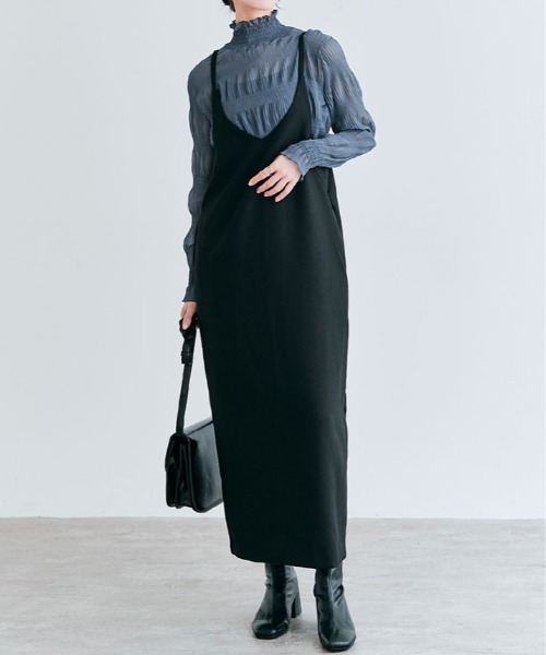 kirakiraShop(キラキラショップ)の「ショルダー キャミ ワンピース(ワンピース・レディース・ブラック/チャコール/ベージュ/ネイビー・M/L)」の14枚目の写真