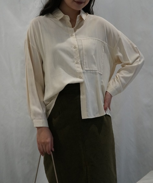 aimoha(アイモハ)の「【Aimoha】バックスリット長袖シャツ(シャツ/ブラウス・レディース・ベージュ/ブラック/オフホワイト/ブルー・FREE)」の9枚目の写真
