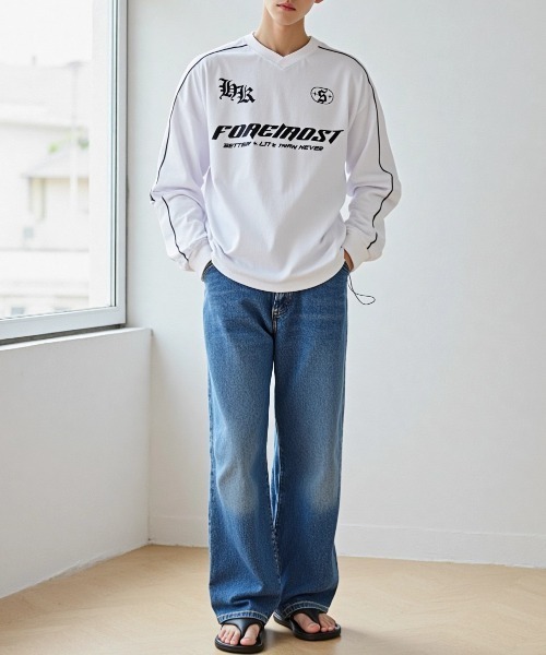 セール】Soccer Game Shirt LS Tee/オーバーサイズ メッシュ