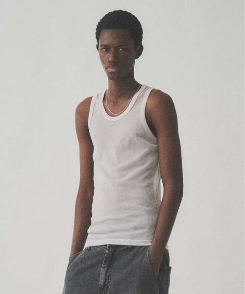 Juha（ユハ）の「SHEER TANKTOP（タンクトップ・メンズ・ピンクベージュ/オリーブ/ブラック・4/3）」の3枚目の写真