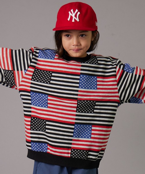 セール】【PAIRMANON STREET】裏起毛 総柄 プリント 長袖 スウェット