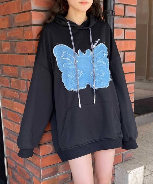 NANEA(ナネア)の「バタフライ刺繍プルパーカー(パーカー・レディース・グレー/ブラック・MEDIUM/LARGE/X-LARGE/XX-LARGE)」の13枚目の写真