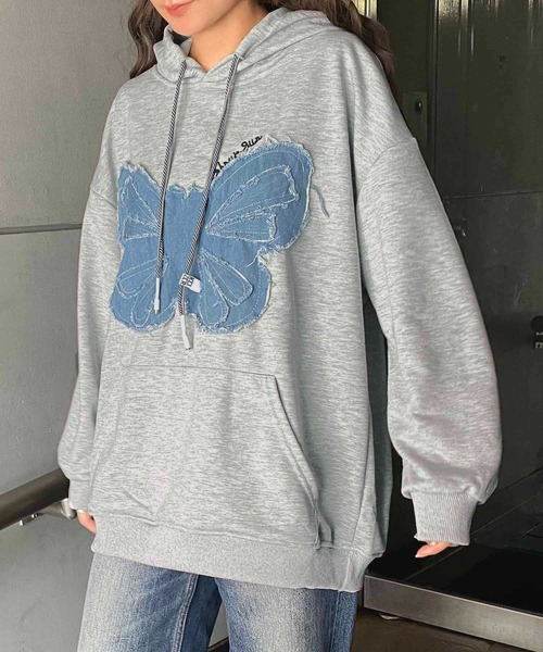 NANEA(ナネア)の「バタフライ刺繍プルパーカー(パーカー・レディース・グレー/ブラック・MEDIUM/LARGE/X-LARGE/XX-LARGE)」の16枚目の写真