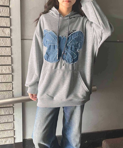NANEA(ナネア)の「バタフライ刺繍プルパーカー(パーカー・レディース・グレー/ブラック・MEDIUM/LARGE/X-LARGE/XX-LARGE)」の18枚目の写真