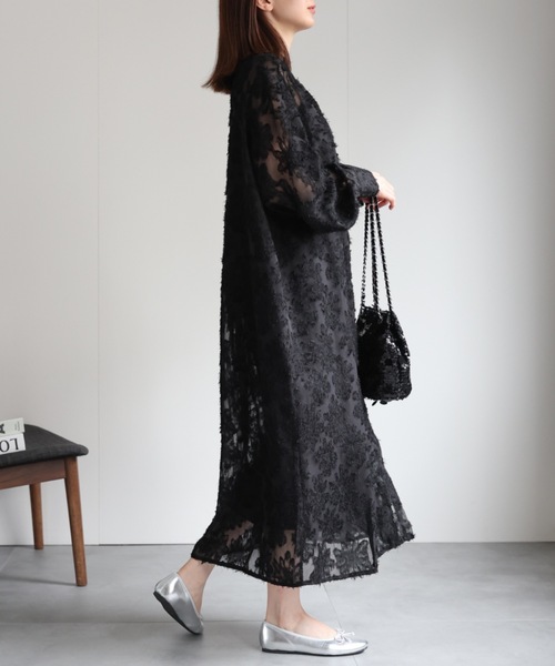 sakishimatokyo（サキシマトーキョー）の「【2WAY】ジャガードフラワー シャツワンピース（シャツワンピース・レディース・ネイビー/アイボリー/ブラック/グレー・FREE）」の13枚目の写真