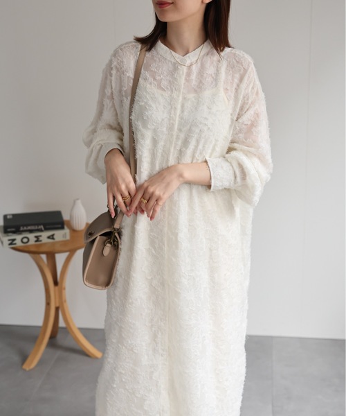 sakishimatokyo（サキシマトーキョー）の「【2WAY】ジャガードフラワー シャツワンピース（シャツワンピース・レディース・ネイビー/アイボリー/ブラック/グレー・FREE）」の8枚目の写真