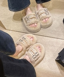 24aw 厚底ファーサンダル