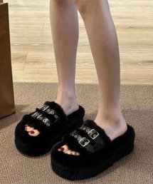 24aw 厚底ファーサンダル