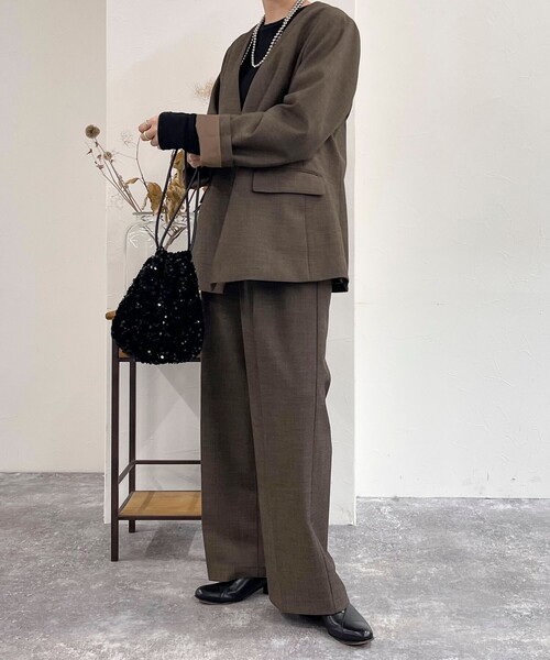 fredy emue(フレディエミュ)の「《セットアップ対応》TRタックスラックスパンツ(スラックス・レディース・ブラウン/チャコールグレー・36/38)」の15枚目の写真