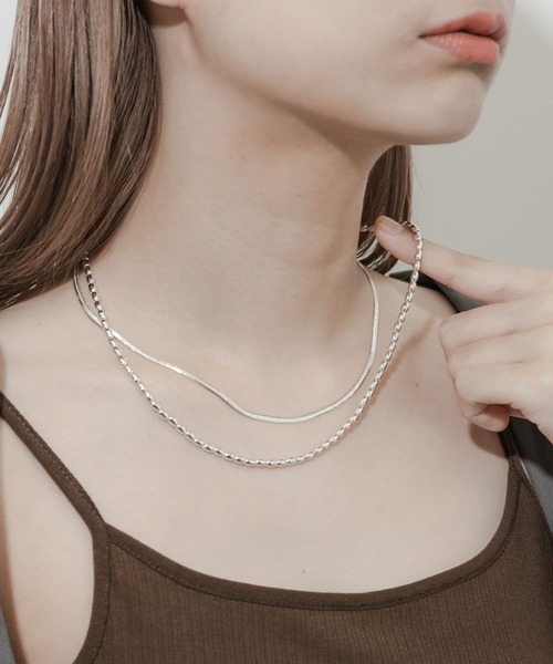 SMELLY(スメリー)の「シンプルチェーン2セットネックレス(ネックレス・レディース・シルバー・-)」の2枚目の写真