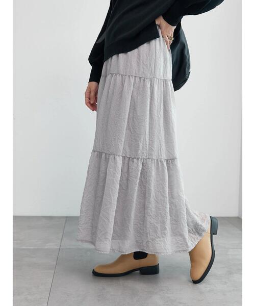 Samansa Mos2 blue（サマンサモスモスブルー）の「オーロラティアードスカート（スカート・レディース・ブラック/キナリ/グレー・F）」の6枚目の写真