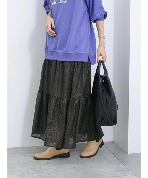 Samansa Mos2 blue（サマンサモスモスブルー）の「オーロラティアードスカート（スカート・レディース・ブラック/キナリ/グレー・F）」の11枚目の写真