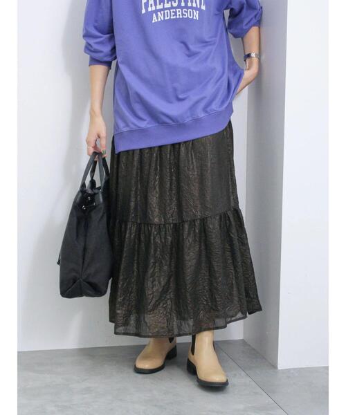 Samansa Mos2 blue（サマンサモスモスブルー）の「オーロラティアードスカート（スカート・レディース・ブラック/キナリ/グレー・F）」の13枚目の写真