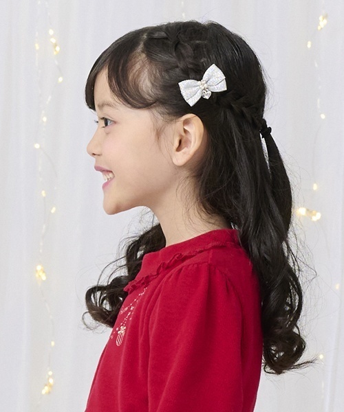 セール】ミニリボン ヘアクリップ2個セット（バレッタ/ヘアクリップ