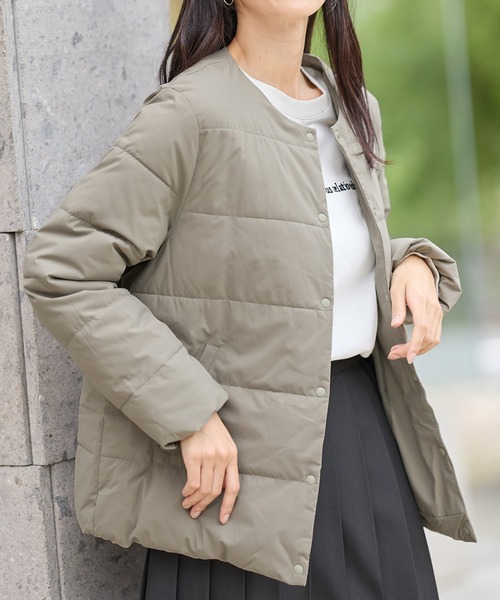 Honeys（ハニーズ）の「【非フッ素撥水加工】ノーカラーライトブルゾン（ブルゾン・レディース・ライトベージュ/ブラック/ライトカーキ/ネイビー・LL/L/M/S）」の3枚目の写真