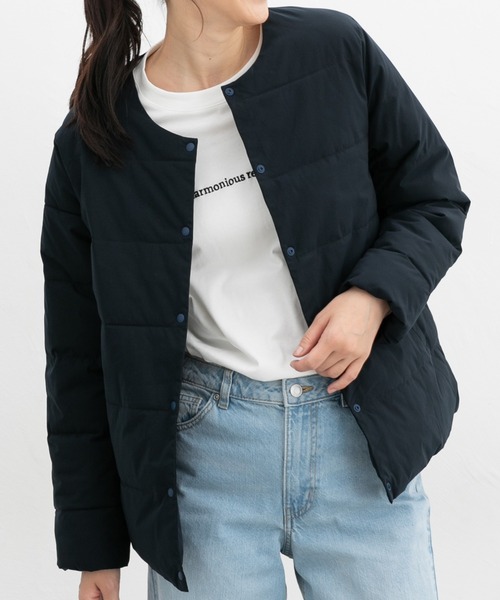 Honeys（ハニーズ）の「【非フッ素撥水加工】ノーカラーライトブルゾン（ブルゾン・レディース・ライトベージュ/ブラック/ライトカーキ/ネイビー・LL/L/M/S）」の4枚目の写真