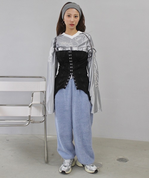 SANSeLF（サンセルフ）の「パイピングコルセットトップス【SANSeLF】sanw24a041（その他トップス・レディース・ブラック/ホワイト・FREE）」の3枚目の写真