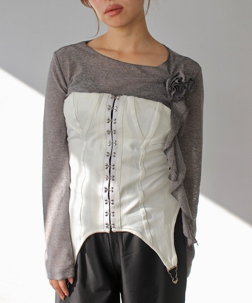 SANSeLF（サンセルフ）の「パイピングコルセットトップス【SANSeLF】sanw24a041（その他トップス・レディース・ブラック/ホワイト・FREE）」の16枚目の写真