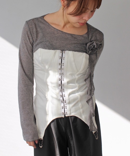 SANSeLF（サンセルフ）の「パイピングコルセットトップス【SANSeLF】sanw24a041（その他トップス・レディース・ブラック/ホワイト・FREE）」の17枚目の写真