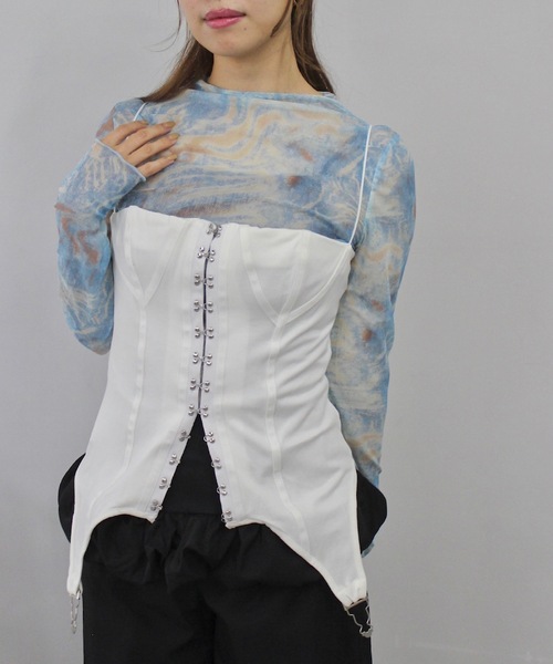 SANSeLF（サンセルフ）の「パイピングコルセットトップス【SANSeLF】sanw24a041（その他トップス・レディース・ブラック/ホワイト・FREE）」の21枚目の写真