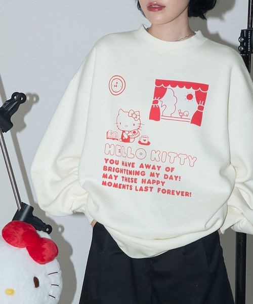 sanrio(サンリオ)の「【HELLO KITTY × forksy.】アソート レトロプリント オーバーサイズ スウェット(スウェット・レディース・アイボリー/ホワイト/ブラック系1/ブラック系・FREE)」の2枚目の写真