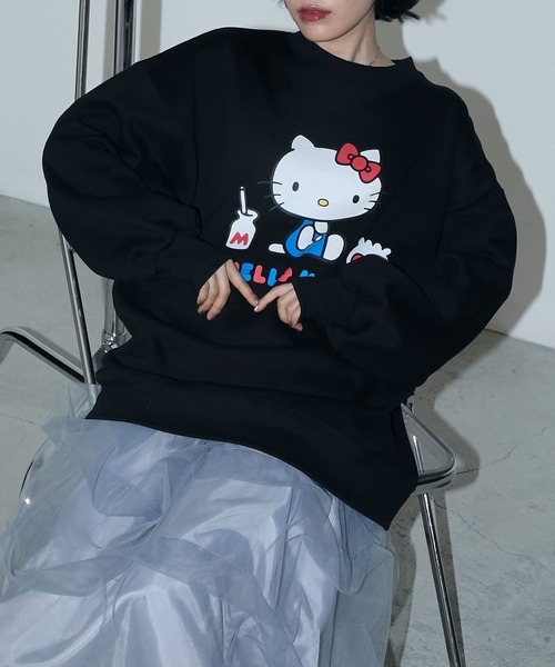 sanrio(サンリオ)の「【HELLO KITTY × forksy.】アソート レトロプリント オーバーサイズ スウェット(スウェット・レディース・アイボリー/ホワイト/ブラック系1/ブラック系・FREE)」の11枚目の写真