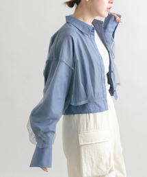 KBF | チュールレイヤードクロップドシャツ(シャツ/ブラウス)