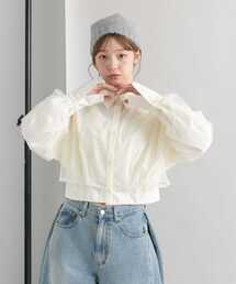KBF | チュールレイヤードクロップドシャツ(シャツ/ブラウス)