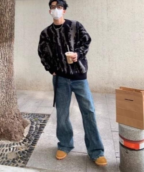 FreeZone(フリーゾーン)の「柄バイカラーニット(ニット/セーター・メンズ・アイボリー/ブラック・F)」の13枚目の写真