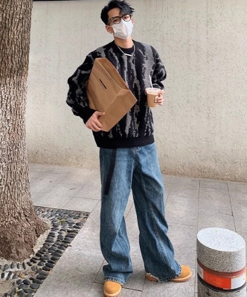 FreeZone(フリーゾーン)の「柄バイカラーニット(ニット/セーター・メンズ・アイボリー/ブラック・F)」の14枚目の写真